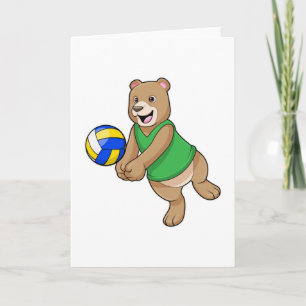 Bär als Volleyballspieler mit Volleyball Karte