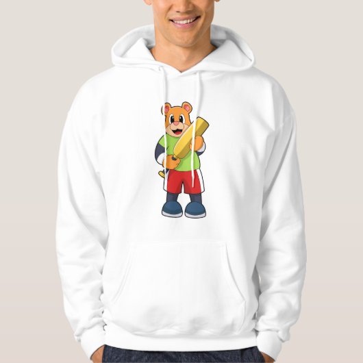 Bär am Cricket mit Cricket-Fledermaus Hoodie (Vorderseite)