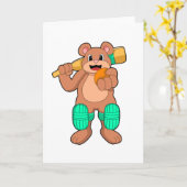 Bär am Cricket mit Cricket-Fledermaus Karte (Gelbe Blume)