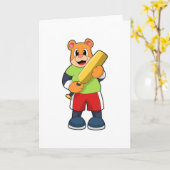 Bär am Cricket mit Cricket-Fledermaus Karte (Gelbe Blume)