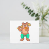 Bär am Cricket mit Cricket-Fledermaus Postkarte (Stehend Vorderseite)