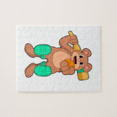 Bär am Cricket mit Cricket-Fledermaus Puzzle (Horizontal)