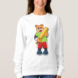 Bär am Cricket mit Cricket-Fledermaus Sweatshirt