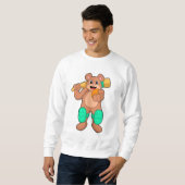 Bär am Cricket mit Cricket-Fledermaus Sweatshirt (Vorne ganz)