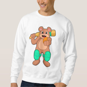 Bär am Cricket mit Cricket-Fledermaus Sweatshirt