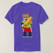 Bär am Cricket mit Cricket-Fledermaus T-Shirt (Design vorne)