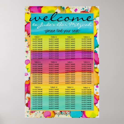 Bar an Bat Mitzvah Colorful Confetti Seekarte Poster (Vorne)