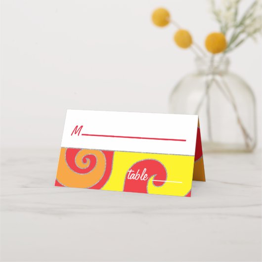 Bar an Bat Mitzvah Wirbel Platzkarte (Vorderseite)