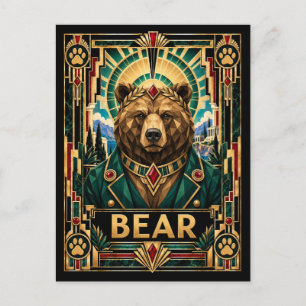 Bär, Art Deco Wildlife Postkarte