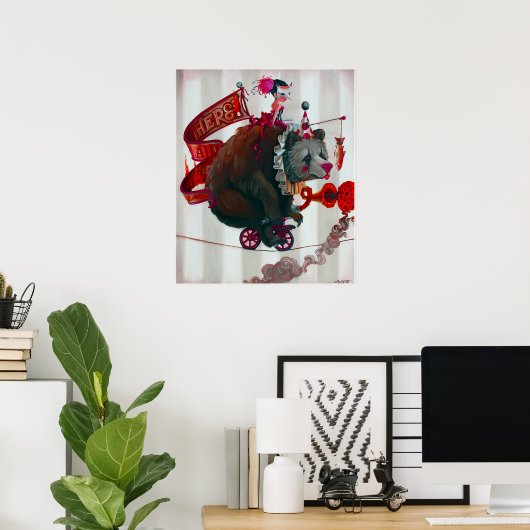 "Bär auf dem Fahrrad" Poster (Heimbüro)