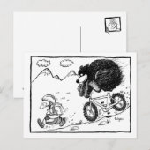 Bär auf dem Fahrrad Postkarte (Vorne/Hinten)