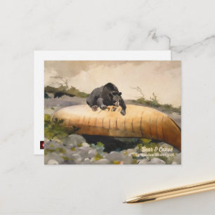 Bär auf einem Kanu 1895 Vintage Postkarte