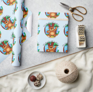 Bär auf einer Grasland-Geburtstagsfeier  Geschenkpapier