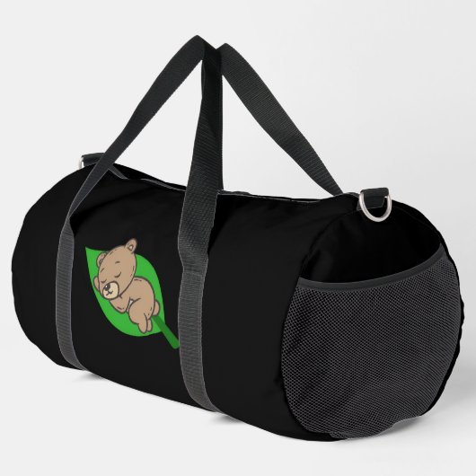Bär auf großem Blatt Duffle Bag (Rechte Ecke)