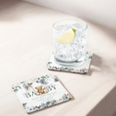 Bär auf Swing Sage Green Neutral Baby Dusche Rechteckiger Pappuntersetzer