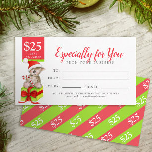 Bär auf Weihnachtsgeschenk $25 Geschenkgutschein Rabattkarte