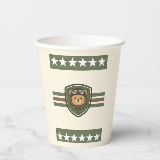 Bär-Aviator Militärparty-Papierbecher Pappbecher (Vorderseite)