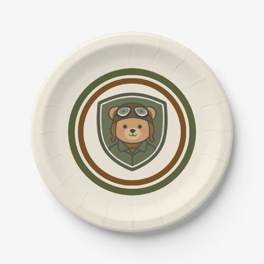 Bär-Aviator Militärparty-Papierteller Pappteller (Vorderseite)