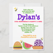 Bar-B-Que Birthday Bumble Bee Party Einladung (Vorderseite)