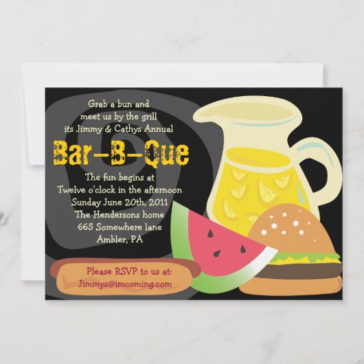 Bar-B-Que Sommer-Party Einladung (Vorderseite)