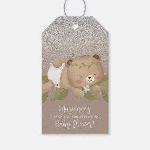 Bär-Baby-Party Glitter Boho-Sterne Gold Geschenkanhänger