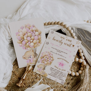 Bär Baby Rosa Mädchen Baby Shower Vintage Einladung
