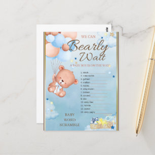 Bär Baby Shower Junge Spiel Postkarte
