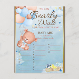 Bär-Baby-Shower-Jungen-Spiel Postkarte