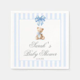 Bär-Babyparty mit blauen Streifen Serviette