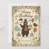 Bär & Ballon Geburtstagsparade Einladung (Vorderseite)