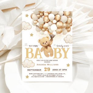 Bär-Ballons warten kaum Minimal-Baby-Party  Einladung