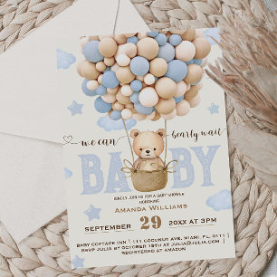 Bär Bärchen wartet kaum Baby-Junge-Party Einladung