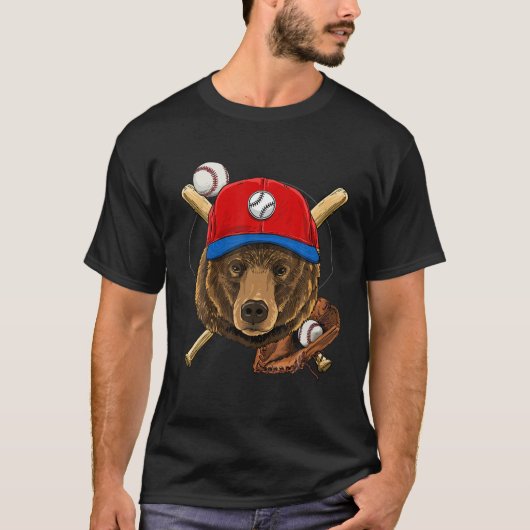 Bär Baseball Bär liebt Baseball Player T-Shirt (Vorderseite)
