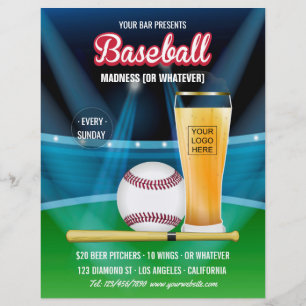 Bar Baseball Event Promo Menü Bild und Logo hinzuf