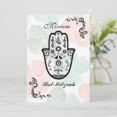 Bar Bat Bnai Hamsa Bäume des Lebens Mitzvah Einlad Einladung (Stehend Vorderseite)