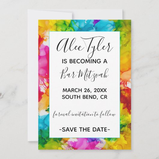 Bar Bat Mitzvah Color Save the Date (Vorderseite)