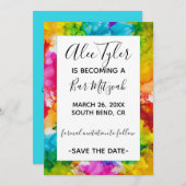 Bar Bat Mitzvah Color Save the Date (Vorne/Hinten)