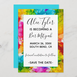 Bar Bat Mitzvah Color Save the Date