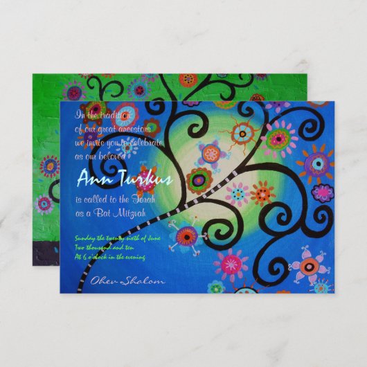 Bar Bat Mitzvah Einladung (Vorne/Hinten)