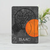 Bar Bat Mitzvah Einladung Basketball Thema (Stehend Vorderseite)