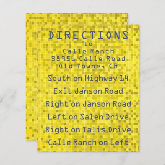 Bar Bat Mitzvah Enclosure/Direction Card Game On (Vorne/Hinten)