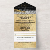 Bar Bat Mitzvah Gold und Schwarz All In One Einladung (Innen Boden)