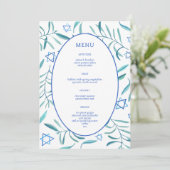Bar Bat Mitzvah Jewish Wedding Botanicals Custom Menükarte (Stehend Vorderseite)