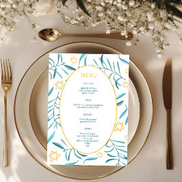 Bar Bat Mitzvah Jewish Wedding Botanicals Custom Menükarte
