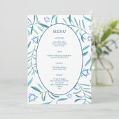 Bar Bat Mitzvah Jewish Wedding Botanicals Custom Menükarte (Stehend Vorderseite)