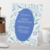 Bar Bat Mitzvah Jewish Wedding Botanicals Custom Sockelschild (In Situ)