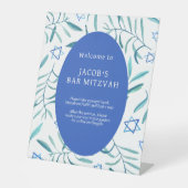 Bar Bat Mitzvah Jewish Wedding Botanicals Custom Sockelschild (Vorderseite)