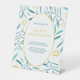 Bar Bat Mitzvah Jewish Wedding Botanicals Custom Sockelschild