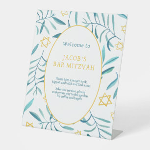 Bar Bat Mitzvah Jewish Wedding Botanicals Custom Sockelschild