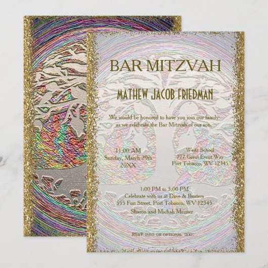 Bar / Bat Mitzvah Kaballah Einladung (Vorne/Hinten)